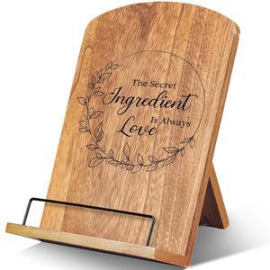 주방 카운터 레시피 북 홀더용 리얼네이브 종교 요리책 스탠드 조절 가능한 솔리드 우드 태블릿 추수감사절 크리스마스 여성 선물 장식용 쿡북 홀더
