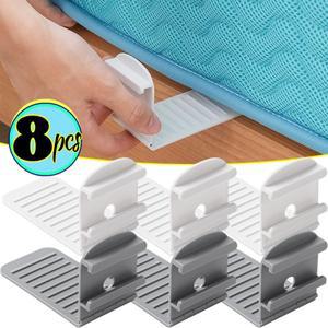 1/8피스 범용 침대 시트 코너 조임 클립 헤비 듀티 보이지 않는 보안 홀더 슬롯 잠금 매트리스 스트랩