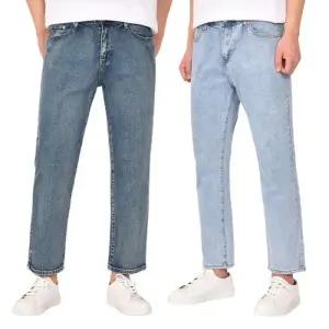 [핫코드]테이퍼드 남자 청바지 스판 크롭 워싱진 2컬러 HC615