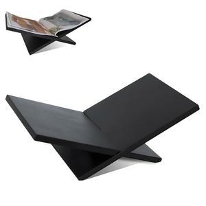 독서 및 전시용 나무 책꽂이, 대형 오픈 디스플레이 요리책, 잡지, 미술책, 성경, 꾸란 교과서용 솔리드 우드 이젤 u2013 블랙