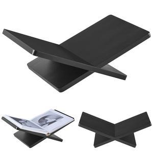 데코애니(DECORANY) 데스크탑 디스플레이 및 독서용 솔리드 나무 책꽂이 u201315.7인치 x 9.4인치 5.7 u201D 요리책, 성경, 레시피, 교과서, 잡지용 오픈 북 홀더(솔리드 블랙 마감 목재)