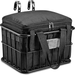 탈부착 가능한 라이너 백이 있는 CDYWD 자전거 바구니 전면 남성용 대형 전기 산악 시티 크루저