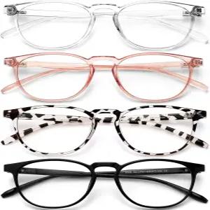 여성/남성용 윈 블루라이트 차단 안경 - 4팩 컴퓨터 읽기/게임/TV/폰 눈부심 방지
