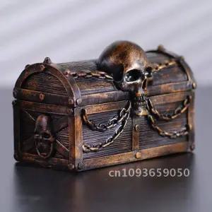 보물상자 보물 상자 고딕 해적 보관함 체인 보관 컬렉션 해골 수지