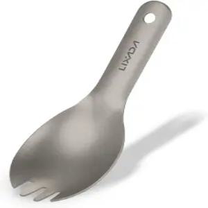 HUIOP 스푼 짧은 손잡이 티타늄 스포크 초경량 야외 캠핑 피크닉 플랫웨어