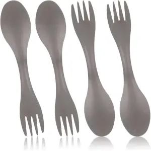 4PCS 캠핑 스팍 2 in 1 티타늄 배낭여행 롱핸들 포크 스푼 콤보로 야외 하이킹용