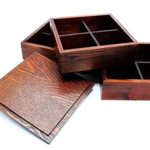 나무 도시락통 피크닉 찬합 한강 소품 플레이트 도시락 사각 삼단 샌드위치