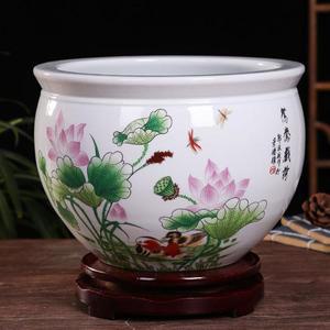 30cm 세라믹 어항 소형 금붕어/거북 수조 식물 화분 연꽃 모양 가정용 장식품 도자기