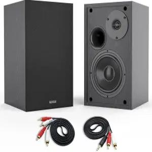 BESTISAN 4인치 파워 서가 스피커 딥 베이스 블루투스 5.0 스튜디오 모니터 2개의 RCA 라인 입력이 있는