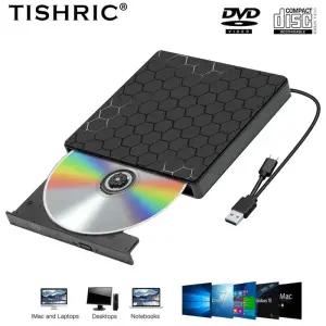 CD롬 플레이어 TISHRIC USB 30 Type-C 외장형 드 DVD CD RW 리더 노트북