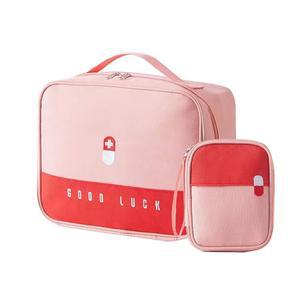 빈 구급 가방 여행용 상자 정리함 케이스 의료용품 약병 보관 용기 캐비닛 홀더 캠핑 하이킹 홈 오피스용 파우치 비상 키트 (핑크)