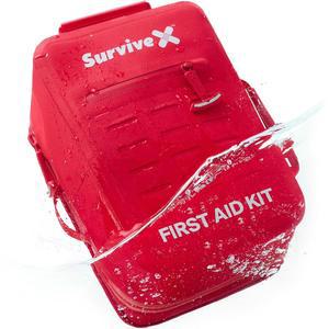자동차, 여행 및 가정용 SurvivX 대형 방수 응급 처치 키트 - 하이킹, 캠핑, 배낭여행 야외용 비상 지퍼 스티치 잠금 스트립 포함