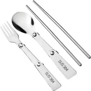 캠핑 도구 세트 케이스 접이식 식기 커틀러 스푼 포크 젓가락 여행용 실버웨어 홀더 열쇠고리 하이킹 배낭