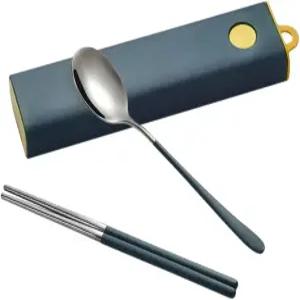 코크시온 스테인리스 스틸 재사용 식기 세트 캠핑 피크닉 여행 및 일상 가정용 숟가락과 젓가락 포함