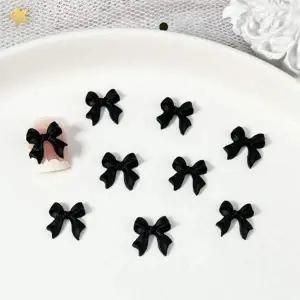 [골드스마일]셀프 젤 네일 리본 파츠 블랙 화이트 네일재료 10개입