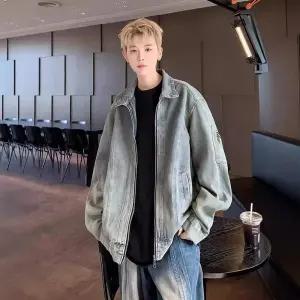 청 가을 봄 빈티지 워싱 자켓 청자켓 코트 루즈핏 룩 하이웨스트 남자재킷 원템3