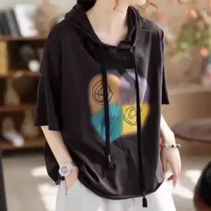 여친 반팔 티셔츠 후드 풀오버 후드티 프린팅 슬림핏 1PICK2