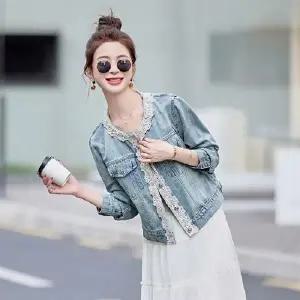 여친 청 자켓 화사한 상의 라운드 코트 레이스 봄가을 DUCHI1