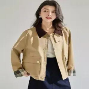 여사친 칼라 깔끔해 코듀로이 트렌치 재킷 도시형 숏 보이는 넥이 코트 봄가을 DUCHI1