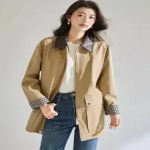 여친 빈티지 칼라 봄가을 체크 트렌치 사계절 코트 DUCHI2