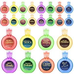 프렌다 24 팩 감사합니다 미니 손 소독제 벌크 1온스 여행용 사이즈 젤 매일 동기 부여 선물 팀 동료 직원
