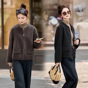 여사친 모직 울 정장 코트 봄가을 체크 재킷 원픽3