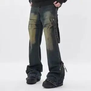 남친 팬츠 청 빈티지 여름 워싱 통굽 빅사이즈 긴 OP2