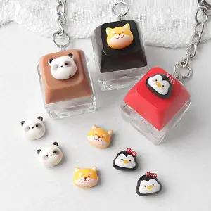 싼비즈 [6424-15]아크릴 키캡파츠 탑꾸재료 판다 팬더 시바견 펭귄 동물 3종 ,1개