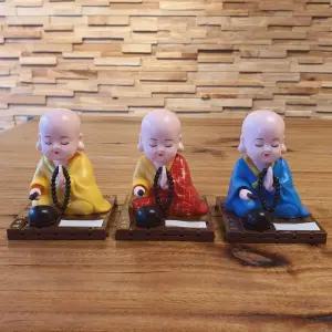 불교굿즈 목탁치는스님 3종 세트 동자승 태양열 노호혼 자동차 새차 고사 신차 액막이