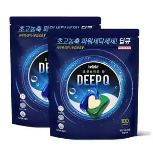 딥큐 3in1 오션브리즈 100개+100개 캡슐세제 실내건조 고농축 세탁 세제