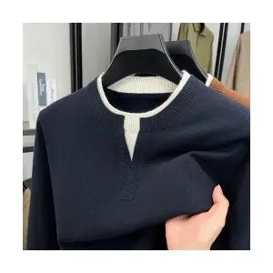 남친 니트 가을 캐주얼 투피스 통기성 가디건 유행각 라운드넥 OOTD3