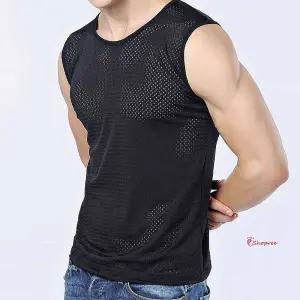 여름 메쉬 시원한 낮성 쿨링 아이스 나시 민소매 티셔츠fgh578