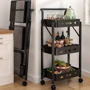 [골드스마일]서빙용 폴딩 접이식 이동식 철제 핸들 트롤리 카트