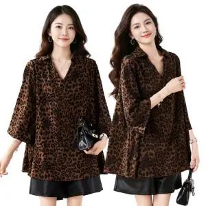 (L)[밀리마일]컬렉트 호피 7부 블라우스