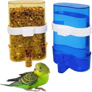 앵무새 물 디스펜서 공급기 새 씨앗 용기 케이지 코카티엘 액세서리 자동 먹이기 작은 2pcs