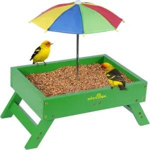 야외용 지상 조류 공급기 및 스퀴럴 나무 치킨 피크닉 테이블 플랫폼 5LBS 용량의 야생 까마귀