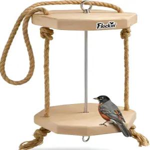 야외용 실린더 버드 피더 - 조류 안전 보호 클리어 마감이 있는 내후성 목재 구멍 통나무 버드시드