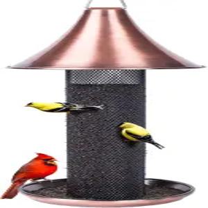 야외용 킹야드 엉겅퀴 새 모이통 올 메탈 내후성 지붕 및 씨앗 트레이가 있는 핀치 메쉬 튜브 3파운드 시드