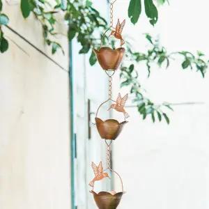 토파돈 7.85피트 레인 체인 장식용 철제 홈통 벌새 꽃잎 꽃받침 정원 12개의 수집기 컵 포함