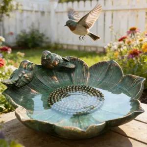 야외 장식용 청동 새 목욕용 물 공급기 그릇 황동 피규어 트레이 정원 파티오 발코니 현관 마당 엄마
