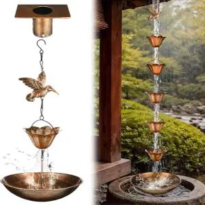 모닝로 브라스 8.5피트 레인 체인 앵커 베이슨 12컵 캐처 다운스팟 교체 조정 가능한 금속 정원 빗물을