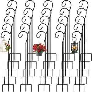 Therwen 24개 32인치 목자 갈고리로 야외 벌크 가든 랜턴 걸이용 새 모이통 태양광 조명 메이슨 병 결혼식