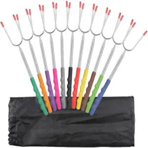 AIYEO 마시멜로 로스팅 스틱 12팩 업그레이드된 엑스트라 롱 45인치 스테인리스 텔레스코핑 핫도그 로스터