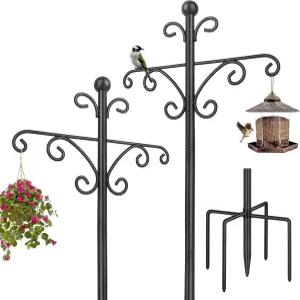 야외용 셰퍼드 후크 새 모이통 정원 식물 태양광 조명 랜턴용 76인치 헤비 듀티 더블 2팩