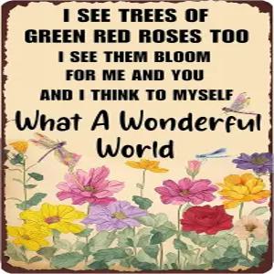 시우루안 빈티지 가든 아트 메탈 홈 플라워 월 장식 부활절 멋진 세계 표지판 12x8 인치 노란색