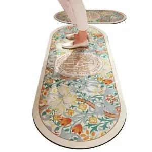 블루 나리꽃 라운드 3세대 규조토매트 2종 주방매트 규조토 욕실매트 발매트