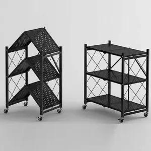 더크린 접이식 폴딩 책장 선반 3단 블랙 책장 선반