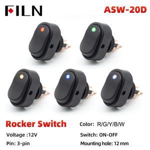 FILN ASW-20D 전조등 조정 가능한 12V 24V LED 자동차 ON OFF 스위치 도트 라이트 로커 30A