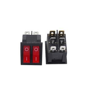 1PCS KCD6 더블 라이트 로커 스위치 6PIN 16A 250V 20A ON-OFF 보트 전원 방수 캡