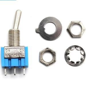 10Pcs 라이트 블루 소형 토글 스위치 MTS-102/103/202/203 3 핀 6 로커 전원 ON-OFF-ON / 방수 캡